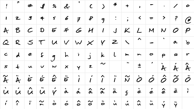moanHand Regular font glyphpreview