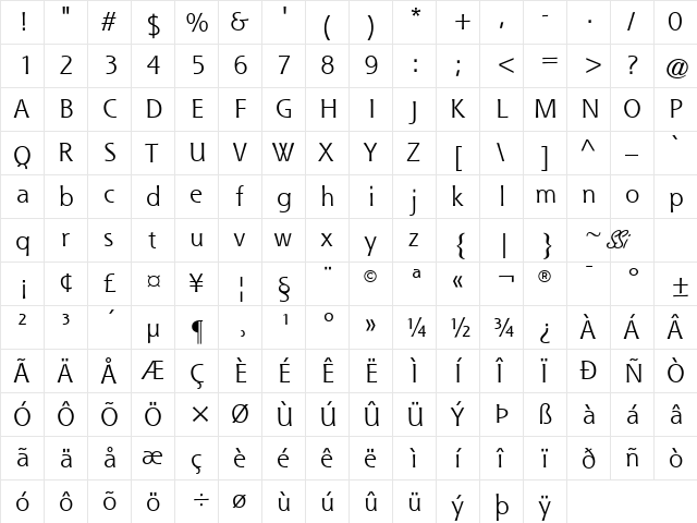 Que SSi Regular font glyphpreview