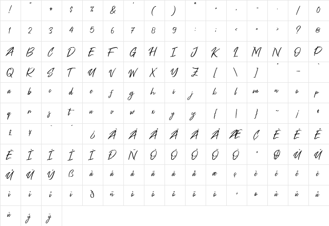 Free Pen Regular font glyphpreview