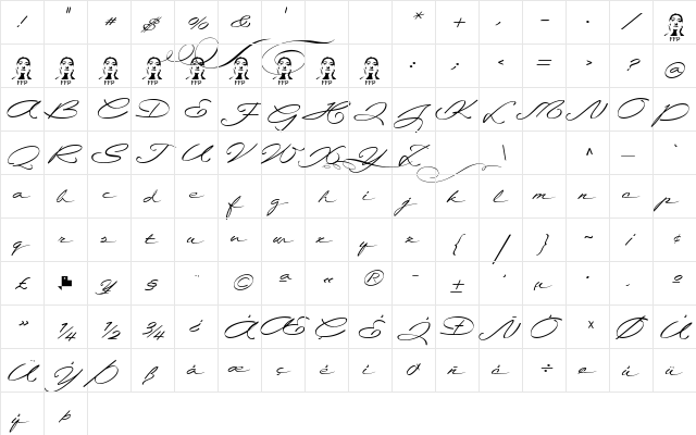 La Sonnambula ffp font glyphpreview