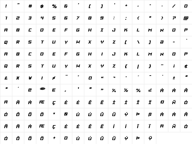 Viking Squad Semi-Italic Semi-Italic font glyphpreview