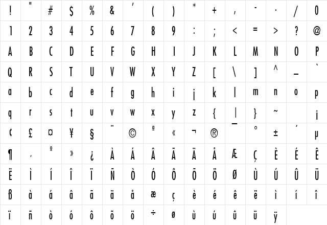 Fuji Thin Normal font glyphpreview