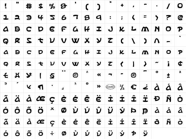 Ephesian Regular font glyphpreview