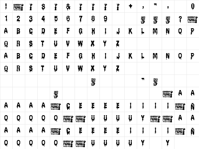 Cemetery Picnic Regular font glyphpreview