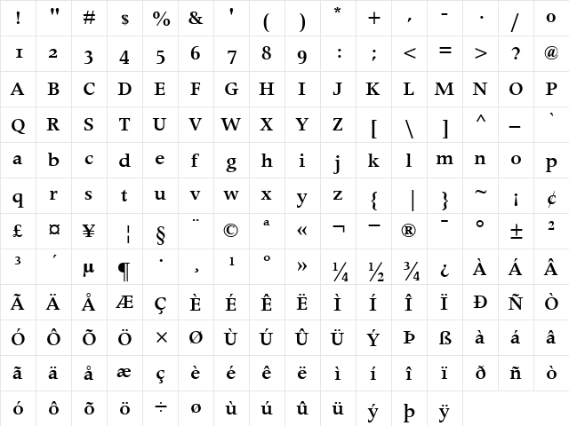Apollo MT Bold font glyphpreview