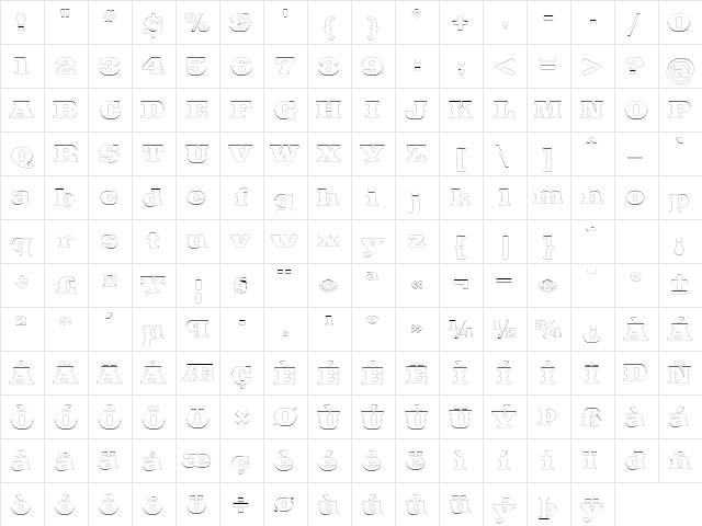 SaddlebagOutline Regular font glyphpreview