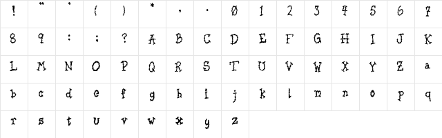 JERKY Regular font glyphpreview