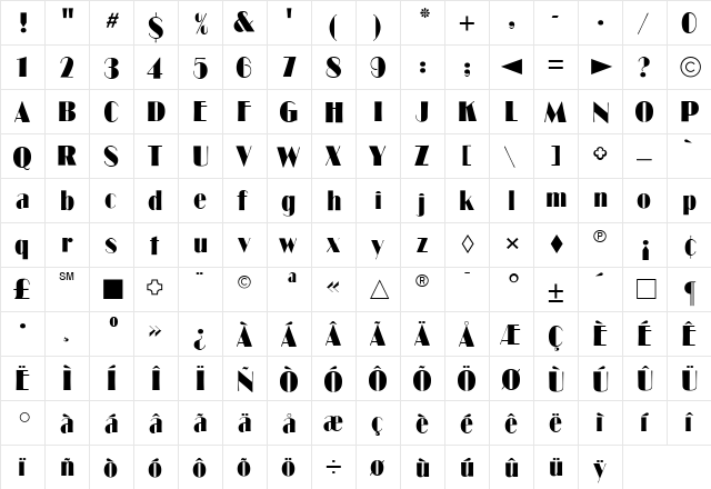 CgBroadway Medium font glyphpreview