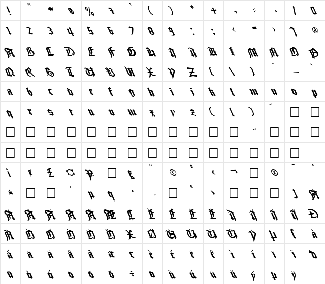 FZ GOTHIC 3 LEFTY Normal font glyphpreview