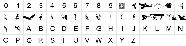 tungfont bird Regular font glyphpreview