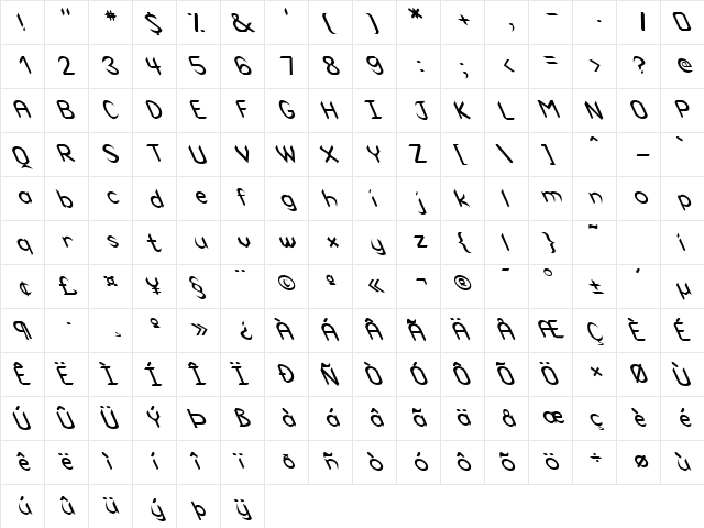 FZ BASIC 47 LEFTY Normal font glyphpreview