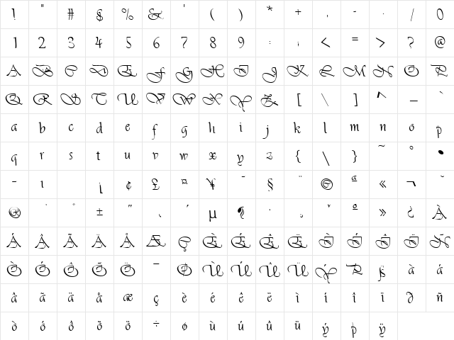 FZ SCRIPT 26 LEFTY Normal font glyphpreview