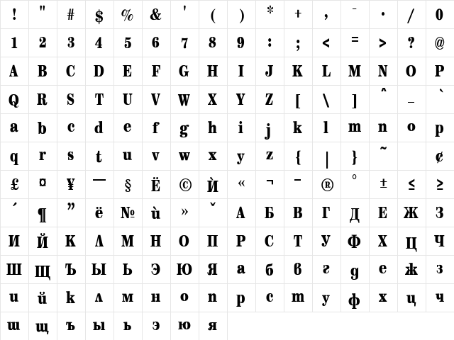SentryCondBlack Normal font glyphpreview