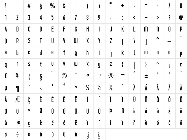 Prozak Regular font glyphpreview