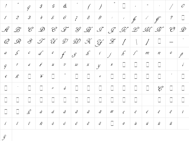 Cancellaresca Script LET Plain font glyphpreview