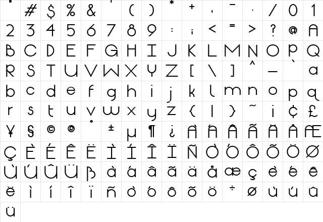 Origin ExtBd Extra Bold font glyphpreview