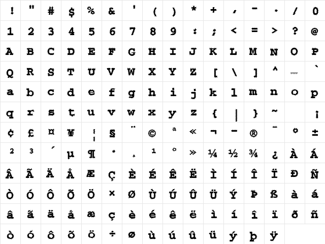 FZ BASIC 54 SPIKED Normal font glyphpreview