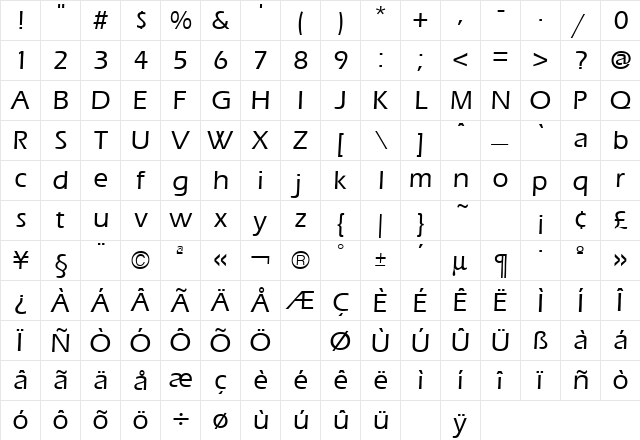 Eras Medium Regular font glyphpreview