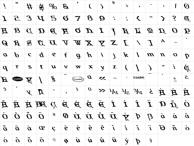 Queen & Country Leftalic Italic font glyphpreview