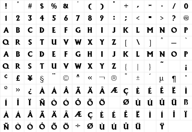 Alexander Black Regular font glyphpreview