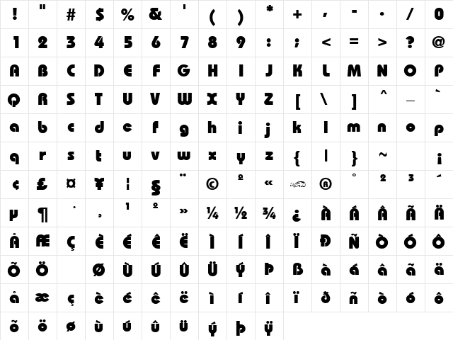 BordeauxBlack normal font glyphpreview