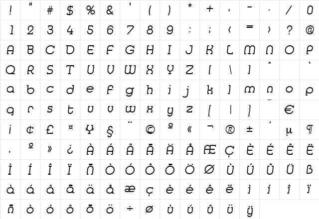 Media-LightIta Regular font glyphpreview
