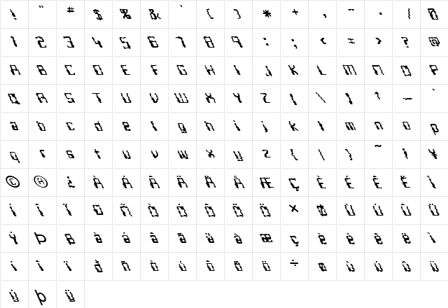 FZ DIGITAL 5 WAVEY LEFTY Normal font glyphpreview