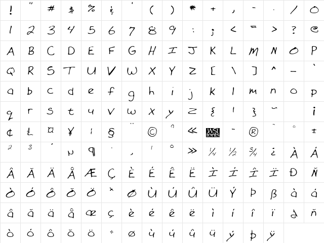 ForrestsHand Regular font glyphpreview