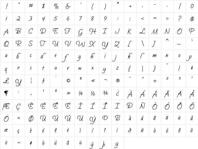 Silver Script Flourishes Regular font glyphpreview