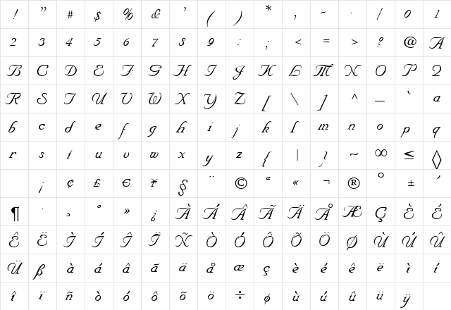 Script-N690 Regular font glyphpreview