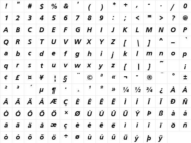 FrontPage Bold Italic font glyphpreview