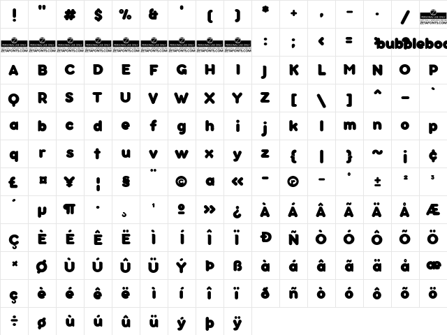 Bubbleboddy Neue Trial ExtraBold font glyphpreview