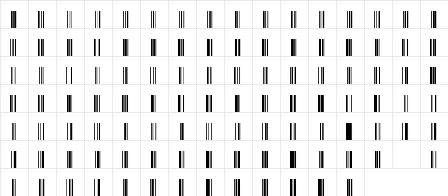 Code128Wide Regular font glyphpreview