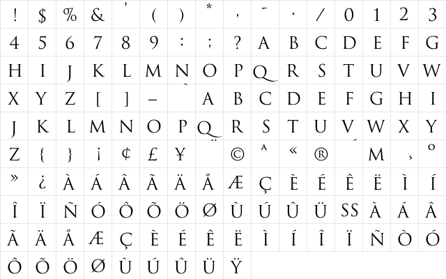 Trajax Regular font glyphpreview