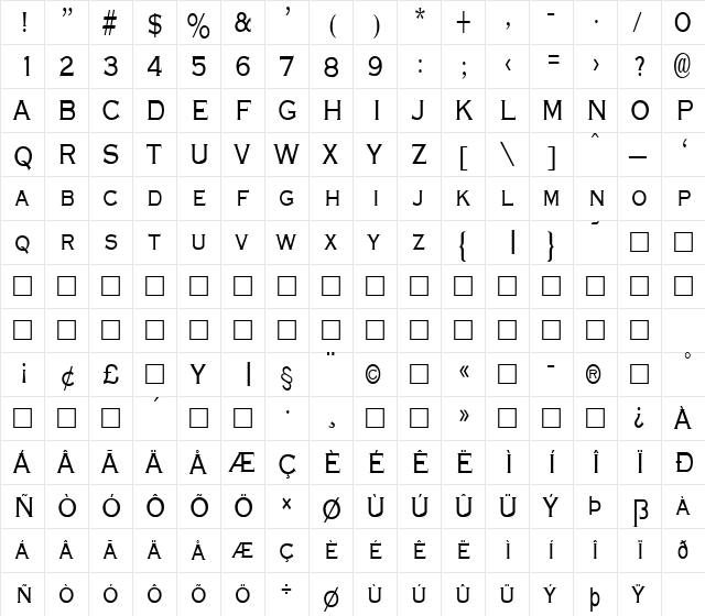 FZ ROMAN 13 COND Light font glyphpreview