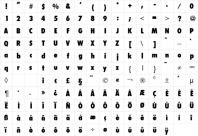 FunctionCondTwoExtrabold Regular font glyphpreview