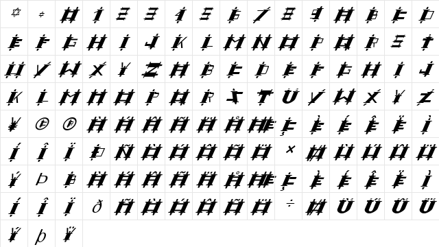 FZ UNIQUE 48 ITALIC Normal font glyphpreview