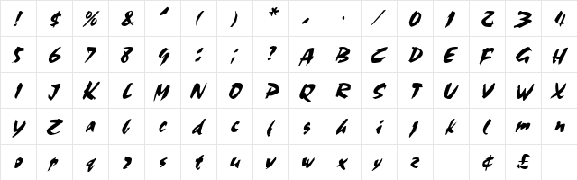 Sacrifice Oblique font glyphpreview