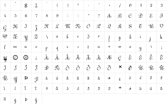 FZ SCRIPT 11 Normal font glyphpreview