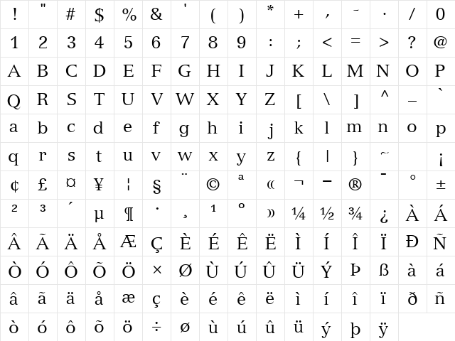 NuanceSSK Regular font glyphpreview