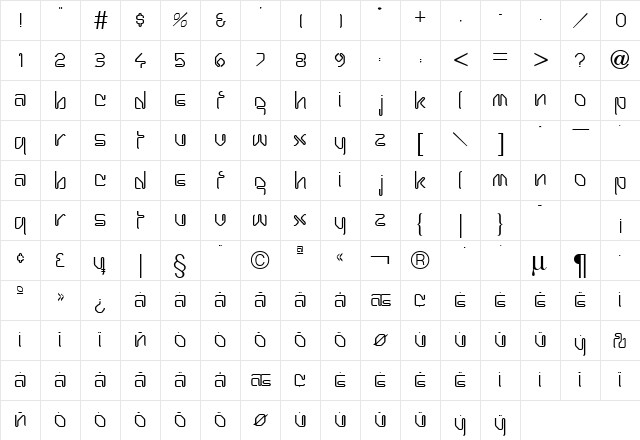 Wired Plain font glyphpreview