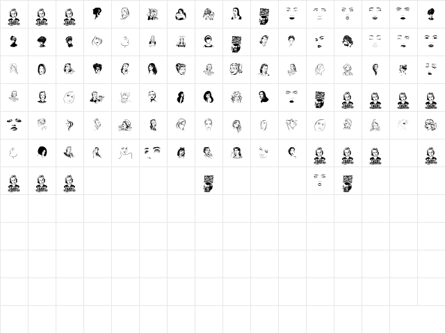 Woman Faces Regular font glyphpreview