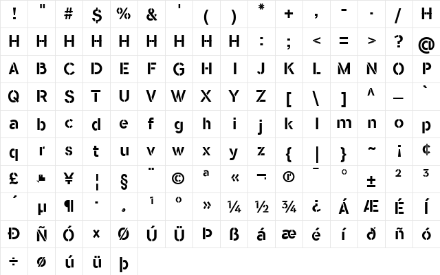 Flamante Stencil Medium font glyphpreview