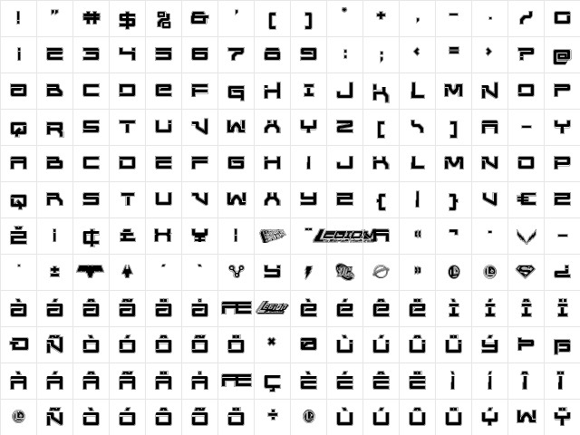 United Planets Academy Regular font glyphpreview