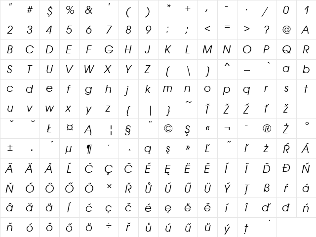 AvantGarGotItcTEE Italic font glyphpreview