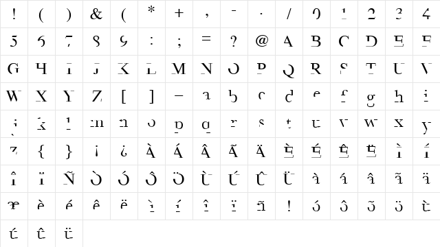 Minimal Regular font glyphpreview