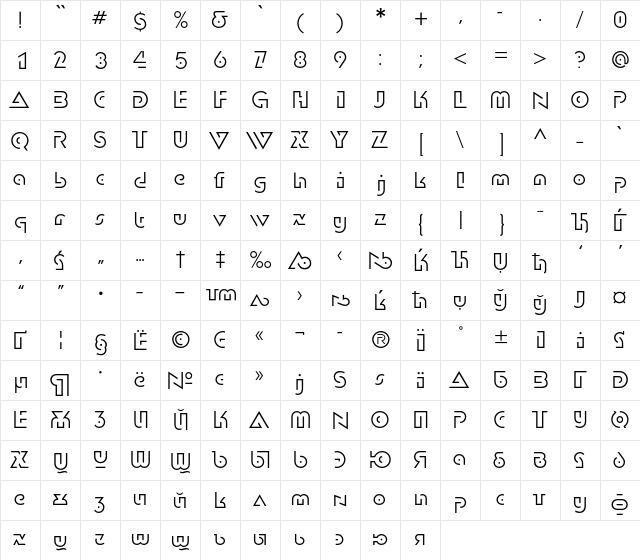 DublonLightC Regular font glyphpreview