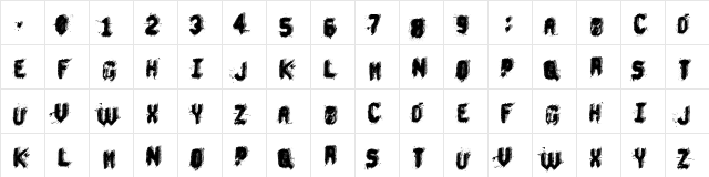 Under the bed Regular font glyphpreview