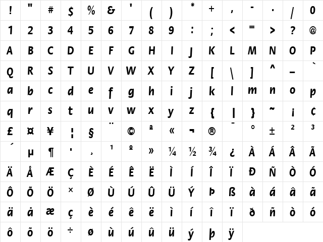 FloraCnd Bold font glyphpreview