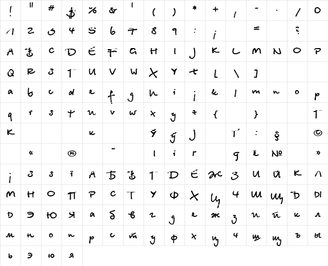BetinaScript Bold font glyphpreview